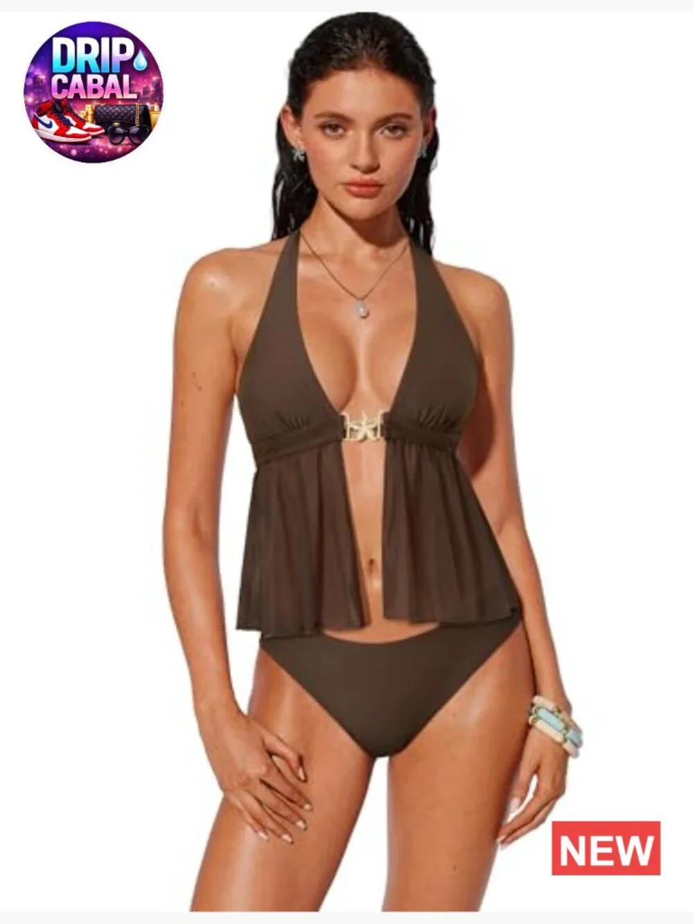 Sexy Halter Tankini Swimsuits Tummy Control Two Piece Bathing Suit